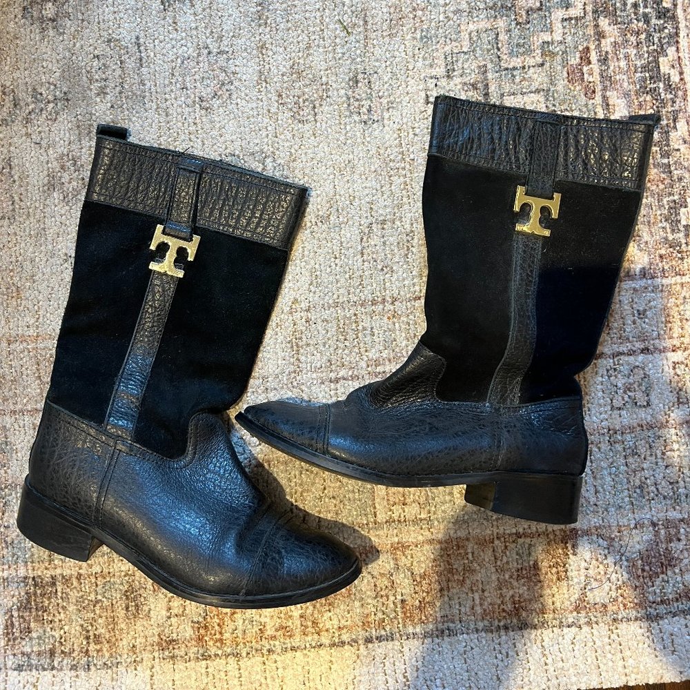 Tory Burch Suede / Leather Cowboy Boots